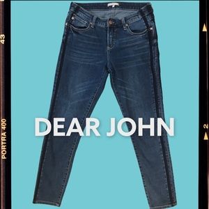 DEAR JOHN brand • Tuxedo stripe jean-Dark Blue-Size 28- EUC!